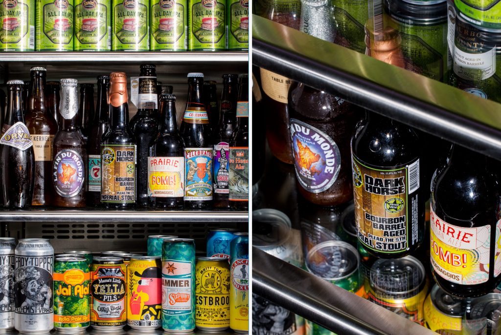 Pub fridge with beer